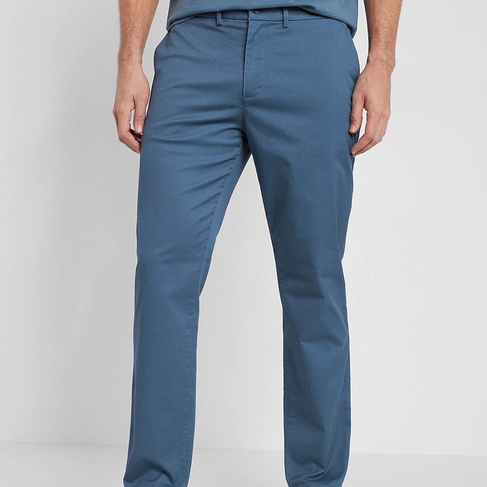 Express Athletic Slim Temp Control Hyper Stretch Chino 34 x 32 - Jetty Blue
